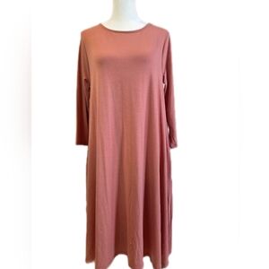 Long Sleeve A-Line Dress in Dusty Rose